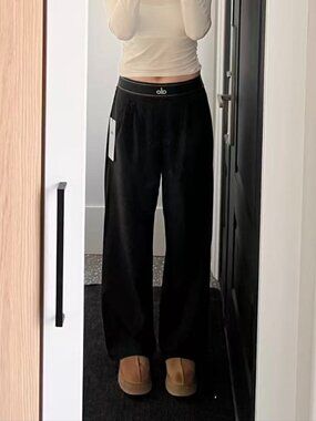 Bestseller😍ALO Yoga Suit Up Trouser Black Clean Girl Wide Leg Pants | 30” NWT🛒